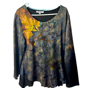 variations floral multicoloured soft and cozy layered draping tunic XL